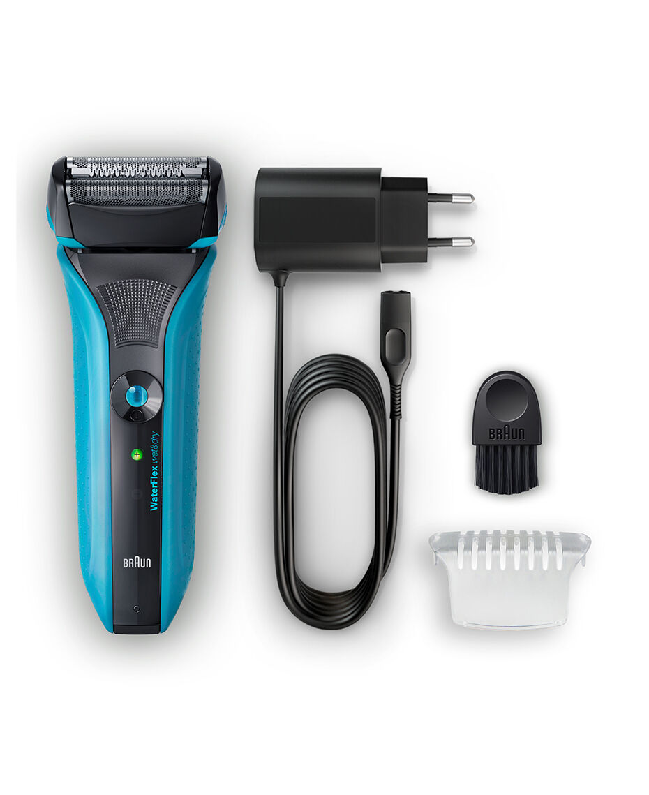 Braun WaterFlex Wet/Dry Electric Shaver Blue with swivel head